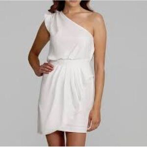 BCBG Asymmetrical White Ruffle Dress